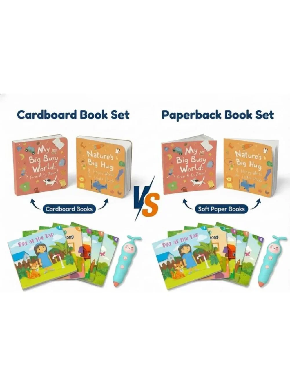 Interactive Talking Pen Set with 8 Books, 600+ Words, Phonics & Q&A Features